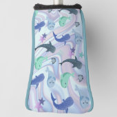 Blauwe schaduw vis haai op gradiënt melkwegstelsel golfheadcover (Draai 90)