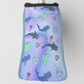 Blauwe schaduw vis haai op gradiënt melkwegstelsel golfheadcover (Draai 90)