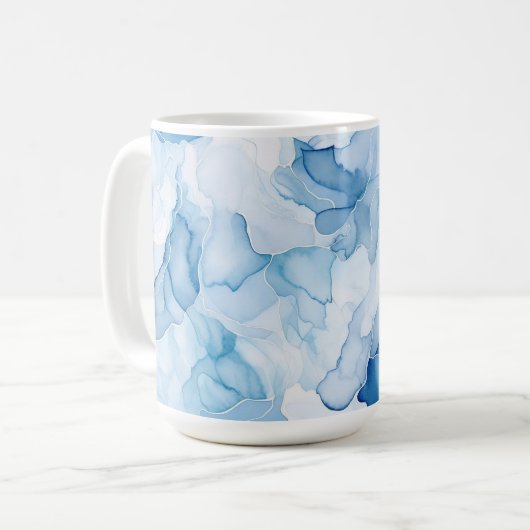Blauwe Schaduwen Abstract Koffiemok (Voorkant links)