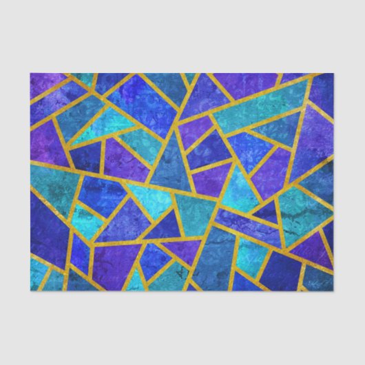  blauwe schaduwen en goudgeometrisch tissuepapier (Voorkant)