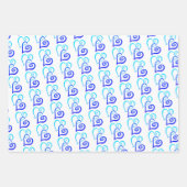 Blauwe schaduwen Twee verbonden hartpatroon Inpakpapier Vel (Voorkant 3)
