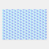 Blauwe schaduwen Twee verbonden hartpatroon Inpakpapier Vel (Voorkant)
