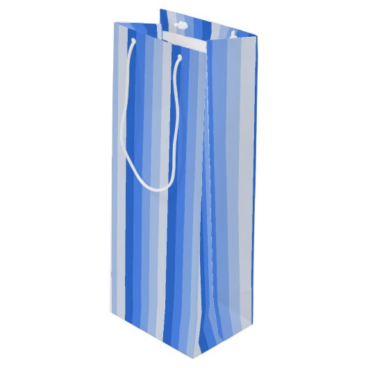 Blauwe schaduwstrepen wijn cadeautas (Voorkant Gekanteld)