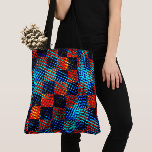 Blauwe schaken, oranje, nep smerig of bevlekt. tote bag