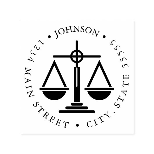 Blauwe schalen van Justice Silhouette Return Label Zelfinktende Stempel (Design)