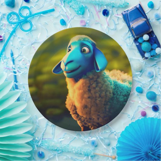 Blauwe schapen papieren bordje (Feest)