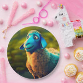 Blauwe schapen papieren bordje (Feest)