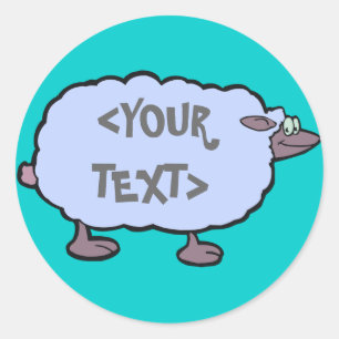 Blauwe schapen,<YOUR TEXT> Ronde Sticker