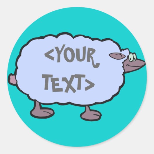 Blauwe schapen,<YOUR TEXT> Ronde Sticker (Voorkant)