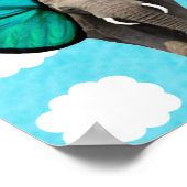 Blauwe scharnierende olifant in wolken poster (Hoek)