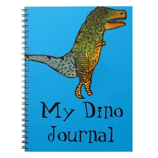 Blauwe schattige dinosaurus T-Rex Dino Journal Notitieboek (Voorkant)