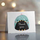 Blauwe schattige grappige dinosaurus. Dino kinder  Bedankkaart