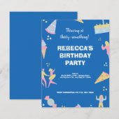 Blauwe schattige ijspizza verjaardagsfeest (Voorkant / Achterkant)