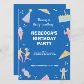 Blauwe schattige ijspizza verjaardagsfeest (Voorkant / Achterkant)