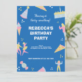 Blauwe schattige ijspizza verjaardagsfeest (Staand voorkant)