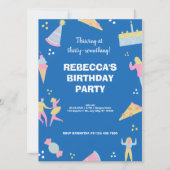 Blauwe schattige ijspizza verjaardagsfeest (Voorkant)