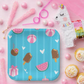 Blauwe schattige illustraties Papieren Bord (Feest)