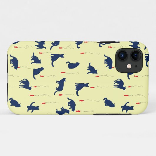 Blauwe schattige kittens en rode vissen Case-Mate iPhone case (Achterkant (horizontaal))