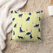 Blauwe schattige kittens en rode vissen kussen (Deken)