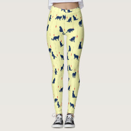 Blauwe schattige kittens en rode vissen leggings