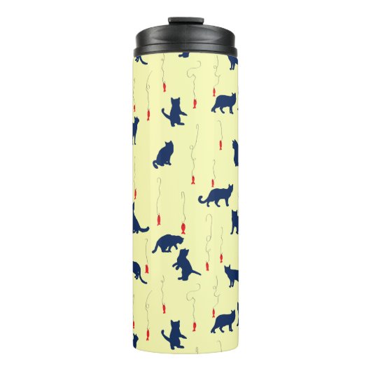 Blauwe schattige kittens en rode vissen thermosbeker (Voorkant)