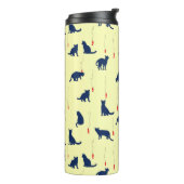 Blauwe schattige kittens en rode vissen thermosbeker (Gedraaid links)