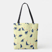 Blauwe schattige kittens en rode vissen tote bag (Achterkant)