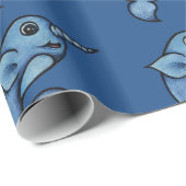 Blauwe schattige narwal cadeaupapier (Rol Hoek)