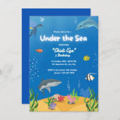 Blauwe Schattigee Oceaan Verjaardag Splash Of Fun Kaart (Voorkant / Achterkant)