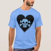 Blauwe schedel in hart t-shirt (Voorkant)