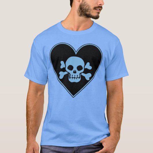 Blauwe schedel in hart t-shirt (Voorkant)