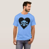 Blauwe schedel in hart t-shirt (Voorkant volledig)