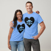 Blauwe schedel in hart t-shirt (Unisex)