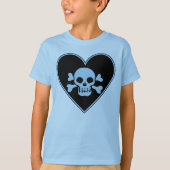 Blauwe schedel in hart t-shirt (Voorkant)