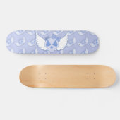 Blauwe schedel met vleugelskateboard skateboard (Horizontaal)