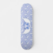 Blauwe schedel met vleugelskateboard skateboard (Voorkant)