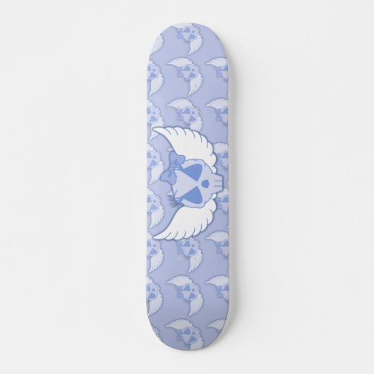 Blauwe schedel met vleugelskateboard skateboard (Voorkant)