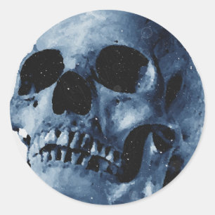 Blauwe schedel ronde sticker