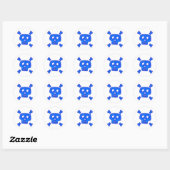 Blauwe schedel ronde sticker (Vel)