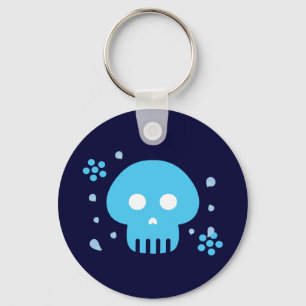 Blauwe schedel sleutelhanger