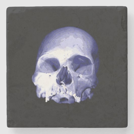 Blauwe schedel stenen onderzetter (Voorkant)