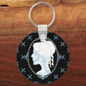  blauwe schedelcamee sleutelhanger (Voorkant)