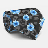 Blauwe Schedels en Zonnebloem Serie Design 2 Stropdas (Opgerold)
