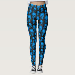 Blauwe Schedels en Zonnebloem Serie Design 6 Leggings
