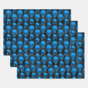 Blauwe Schedels en Zonnebloem Serie Ontwerp 6 Inpakpapier Vel