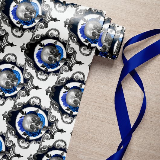 BLAUWE SCHEDELS  GRIEZELIG KERSTFEEST CADEAUPAPIER