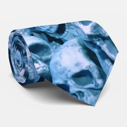 Blauwe schedels stropdas (Opgerold)