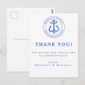 Blauwe scheepsanker | Huwelijks dankjewel Briefkaart (Voorkant / Achterkant)