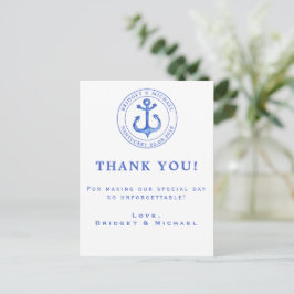 Blauwe scheepsanker | Huwelijks Dankjewel Briefkaart