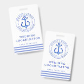 Blauwe scheepsanker | Huwelijksplanner Badge (Voor- en achterkant)